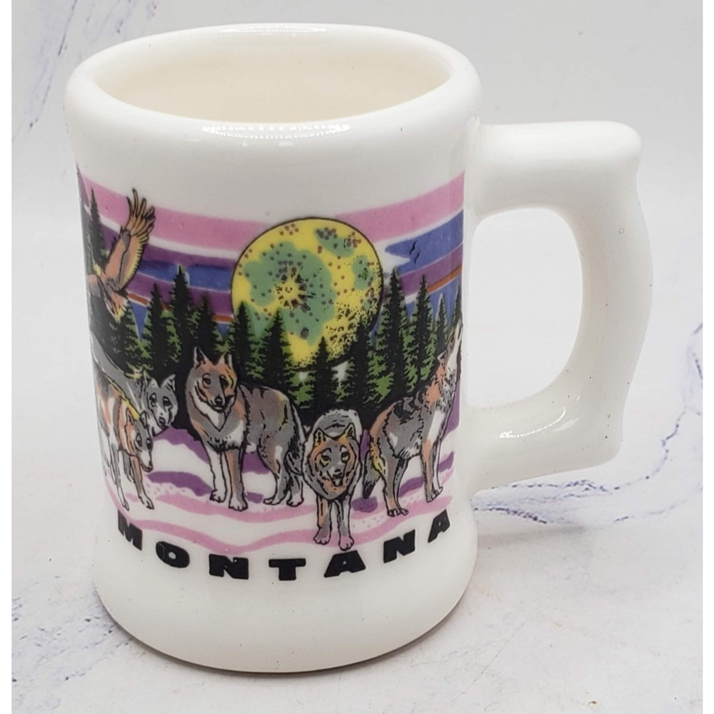Montana Souvenir Tourist White Mini Mug Toothpick Holder Ceramic Shot Glass